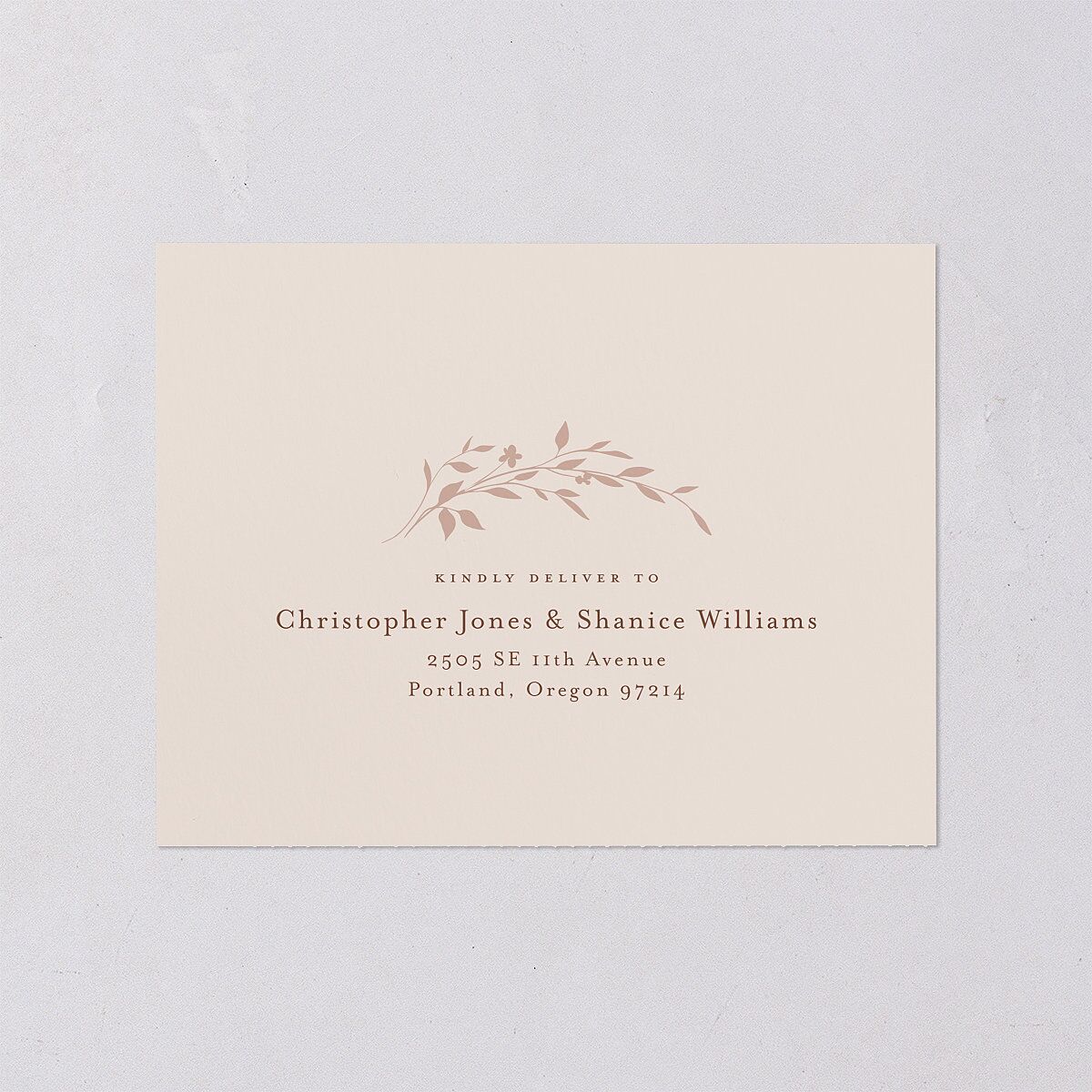 Oval Garland All-in-One Wedding Invitations Sepia Signature Light Both Recipient and Return Addresses No