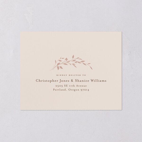 Oval Garland All-in-One Wedding Invitations Sepia Signature Light Both Recipient and Return Addresses No