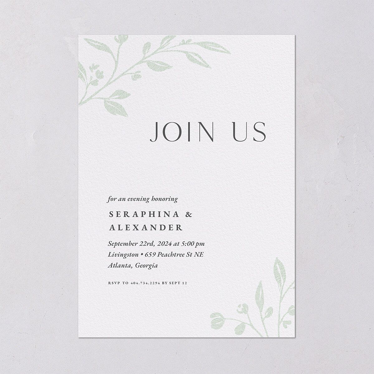 Botanical Initials Rehearsal Dinner Invitations Sea Foam Signature Blank