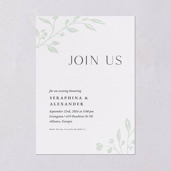 Botanical Initials Rehearsal Dinner Invitations Sea Foam Signature Blank