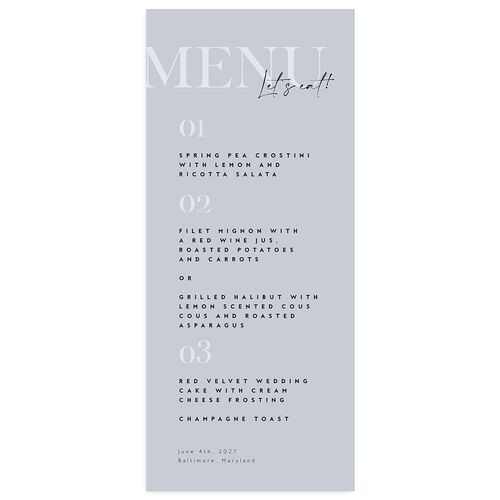 Modern Vow Menus Slate Signature