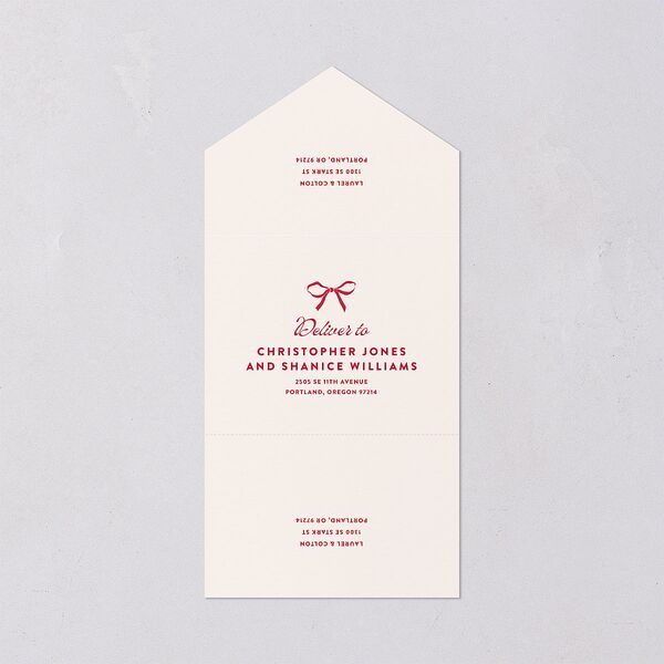 Retro Wedding Cake All-in-One Wedding Invitations Crimson Signature Light Both Recipient and Return Addresses No