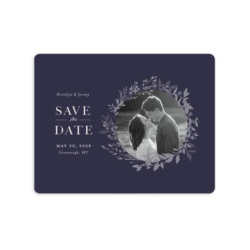 Shining Wreath Save The Date Magnets Navy Magnet Paper
