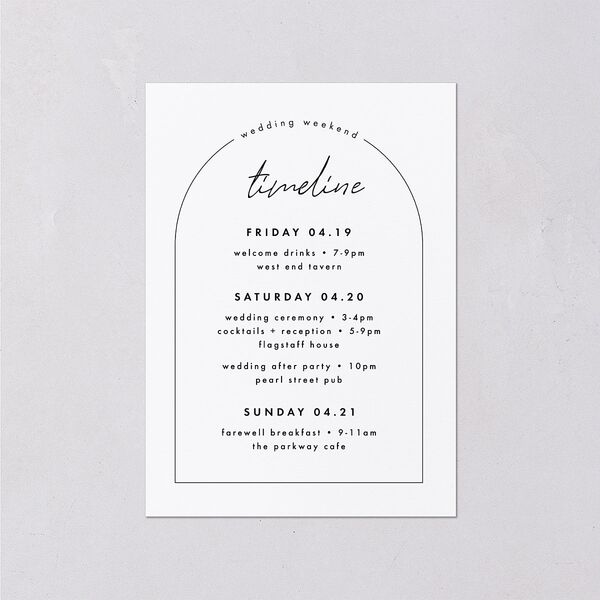 Arched Photo Itinerary Cards Sand Signature Standard