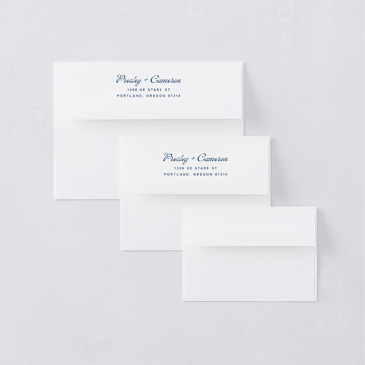 Cabana Stripes Rehearsal Dinner Invitation Envelopes Lemon Standard White Both Recipient and Return Addresses Signature