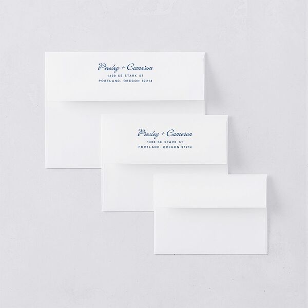 Cabana Stripes Rehearsal Dinner Invitation Envelopes Lemon Standard White Both Recipient and Return Addresses Signature