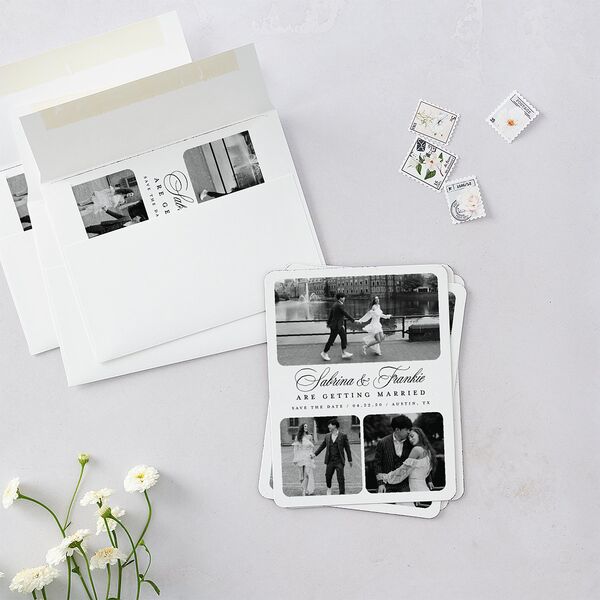Modern Classic Picture Portrait Save The Date Magnets Pure White Magnet Paper