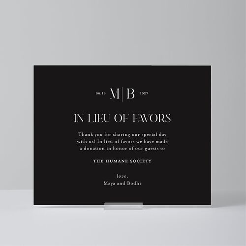 Monogram Portrait Standard Favor Tabletop Sign Small Midnight Standard Indoor Foam Core S Tabletop Favor