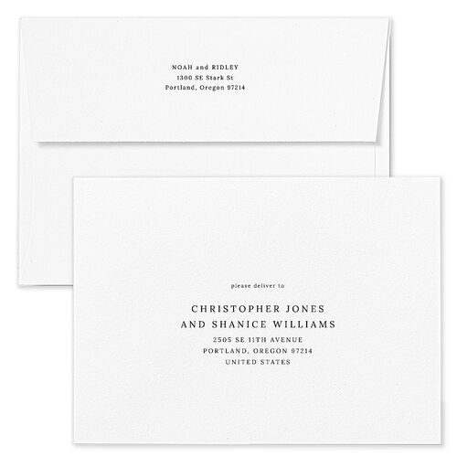 Elegant Polished Minimalist Wedding Invitation Envelopes Blue Pure White Return Address Standard Signature