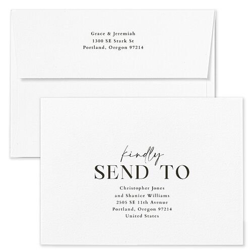 Foundation Wedding Invitation Envelopes Rose Pure White Both Recipient and Return Addresses Standard Signature