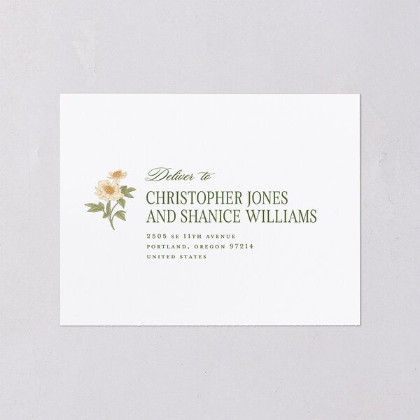 Floral Vintage Lattice All-in-One Wedding Invitations Champagne Signature Light Both Recipient and Return Addresses No