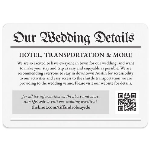 Newspaper Wedding Enclosure Cards Pure White Recycled Rounded
