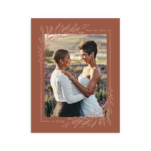 Exquisite Branches Botanical Save the Date Petite Cards Copper Signature smooth Blank