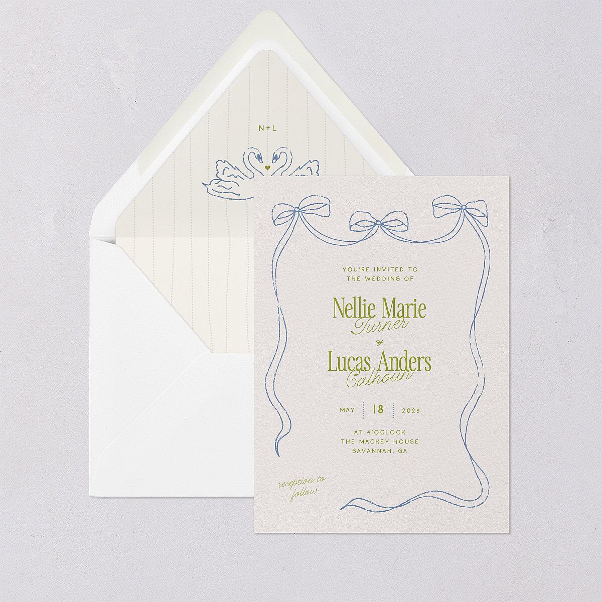 Modern Delicate Bows Euro Envelope Liners Peridot Luxe