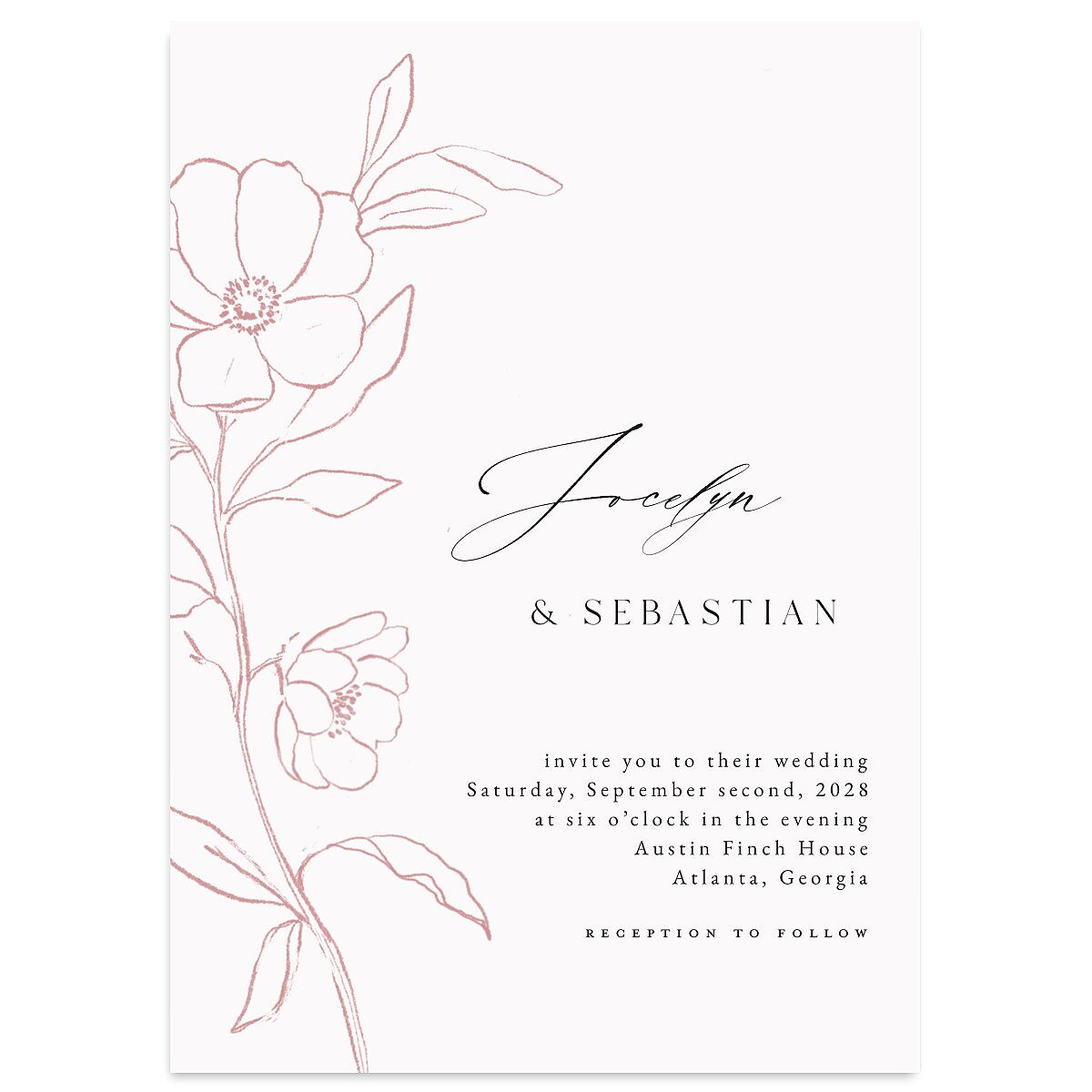 Floral Sketch Wedding Invitations