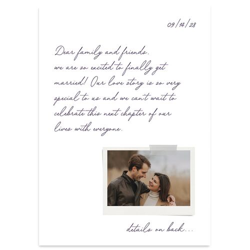 Handwritten Love Note Wedding Invitations Royal Purple Signature Blank No Standard