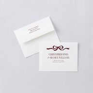 Whimsical Hand Drawn Bow Save the Date Petite Cards Burgundy Signature smooth Blank No Standard