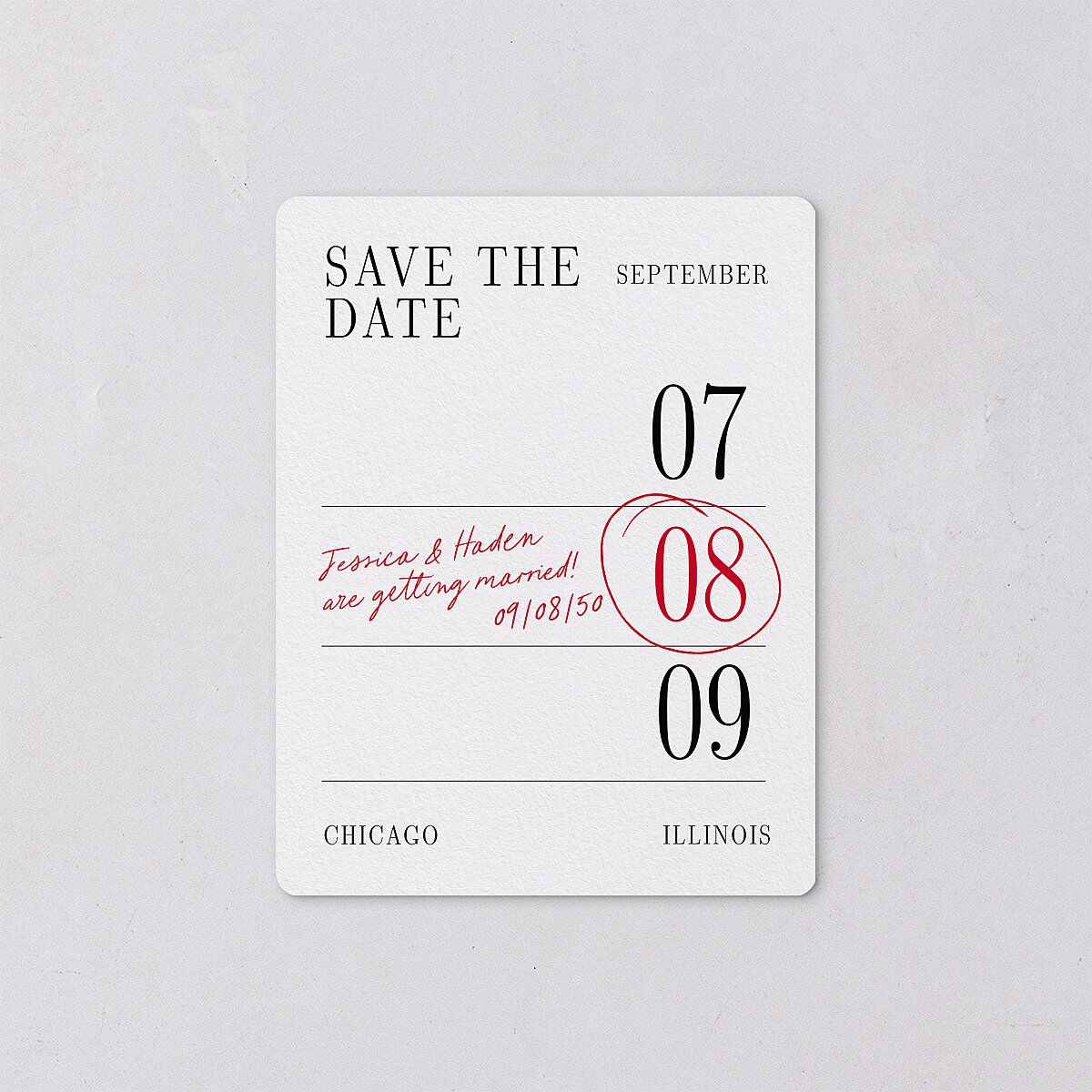 Modern Circled Calendar Date Save The Date Magnets Jewel Red Magnet Paper