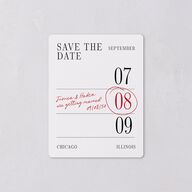 Modern Circled Calendar Date Save The Date Magnets Jewel Red Magnet Paper