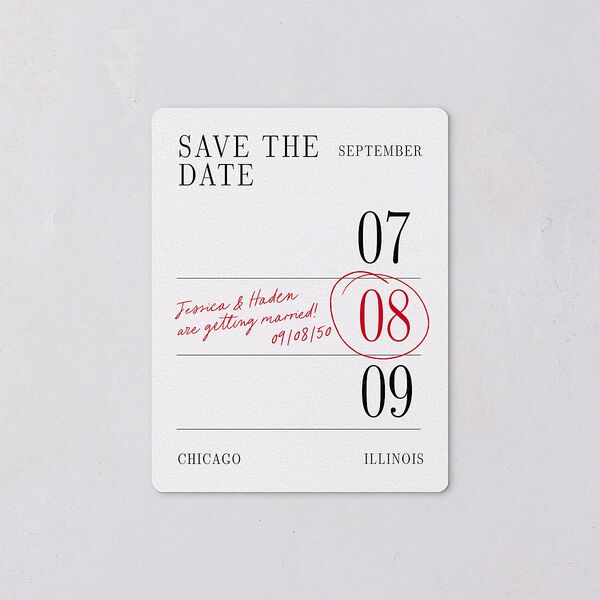 Modern Circled Calendar Date Save The Date Magnets Jewel Red Magnet Paper