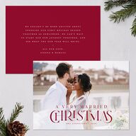 Newlywed Christmas Holiday Cards Garnet Signature Blank Standard Landscape