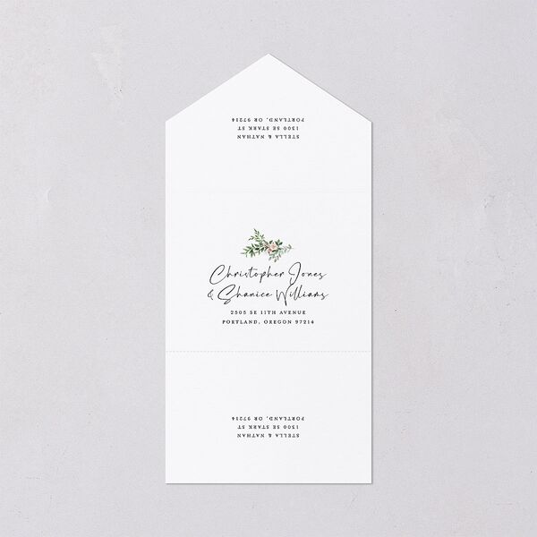Floral Arc All-in-One Wedding Invitations Shell Pink Signature Light Both Recipient and Return Addresses No