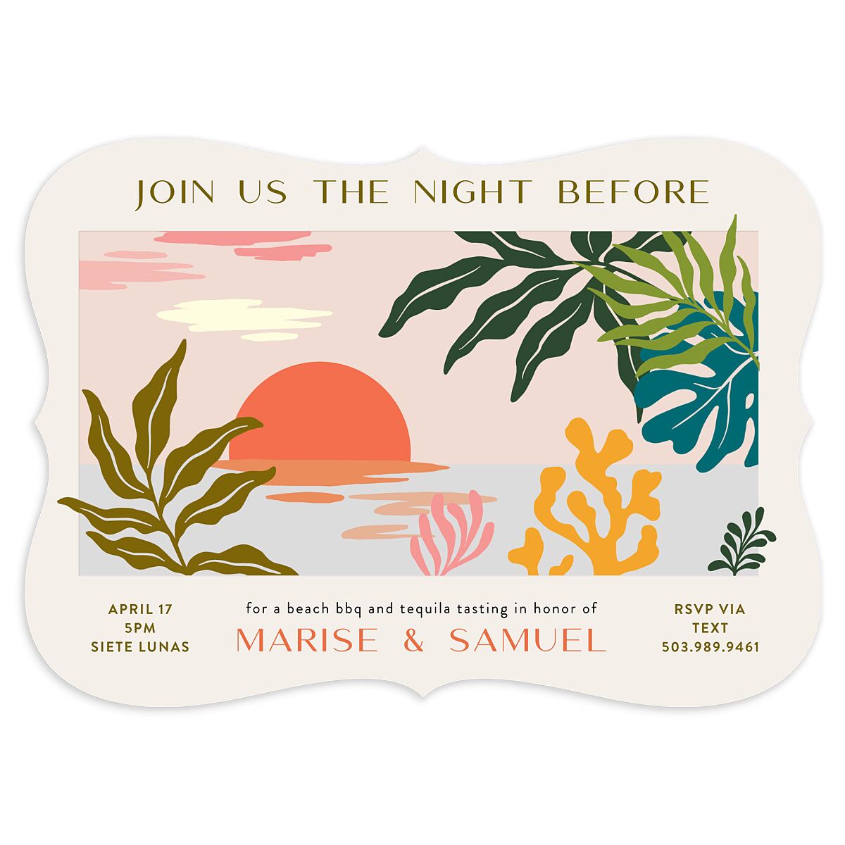 Impressionist Paradise Rehearsal Dinner Invitations