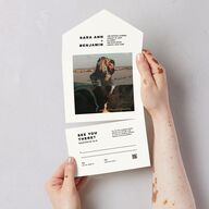 Cinematic Love Story All-in-One Wedding Invitations Pure White Signature Light Both Recipient and Return Addresses No