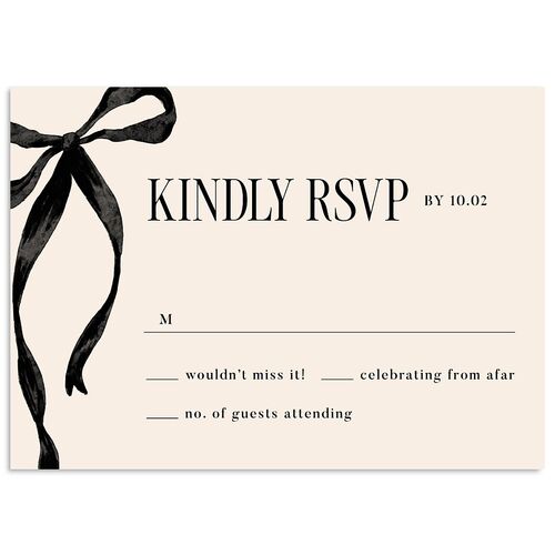 Whimsical Hand Drawn Bow Wedding Response Cards Linen Signature Standard
