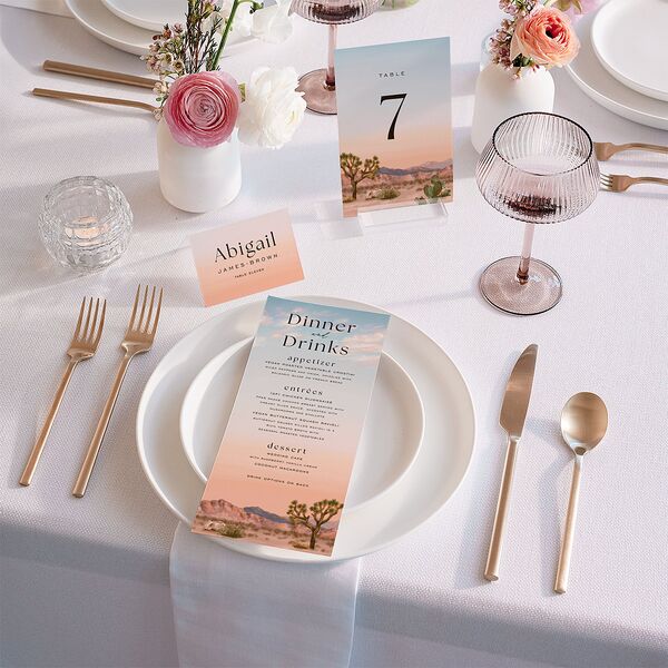 Desert Cactus Place Cards Peach Fuzz Signature
