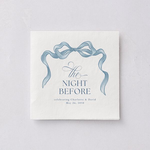 The Night Before Vintage Bow Cocktail Napkins Regency Blue Napkin Uncoined