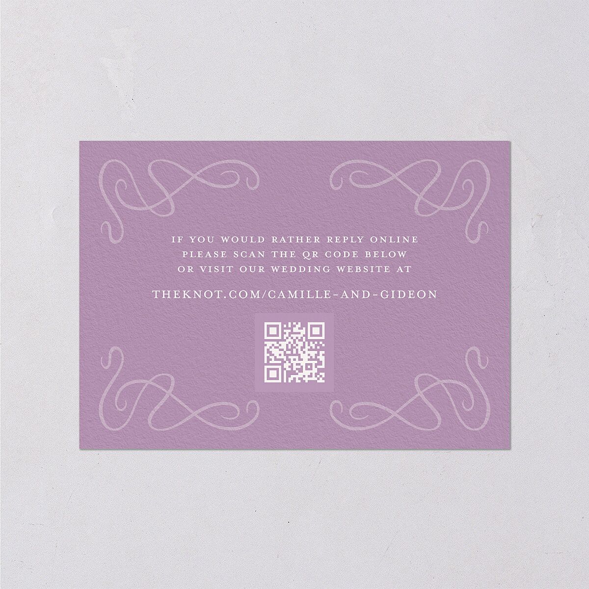 Art Nouveau Wisteria Wedding Response Cards Purple Petal Signature Standard