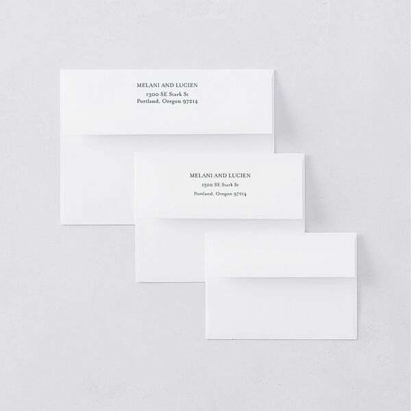 Gilded Sprigs Wedding Invitation Envelopes White Dark Emerald Both Recipient and Return Addresses Standard Signature