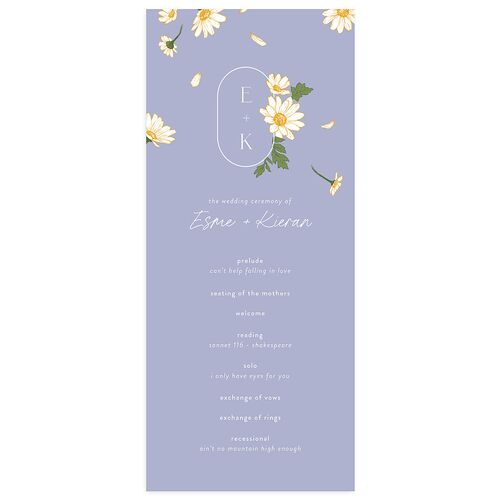 Monogram Daisies Wedding Programs Cornflower Signature