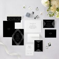 Diamond Deco Wedding Invitations Silver Licorice Signature Blank No Standard