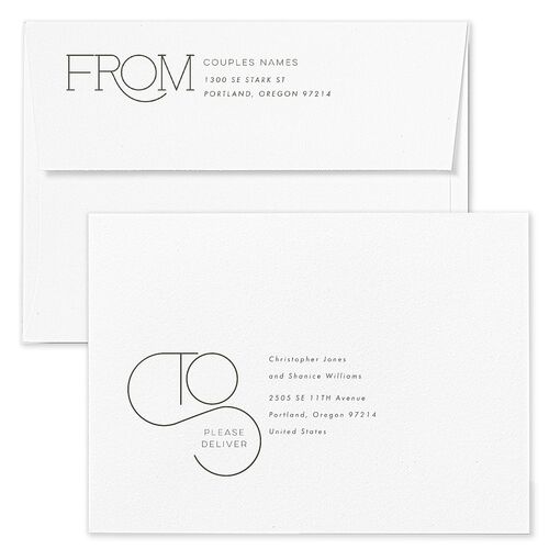Ornate Love Song Wedding Invitation Envelopes White Hunter Green Both Recipient and Return Addresses Standard Signature