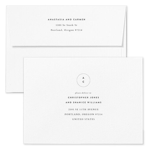 Subtle Romantic Save The Date Card Envelopes White Standard Champagne Both Recipient and Return Addresses Signature