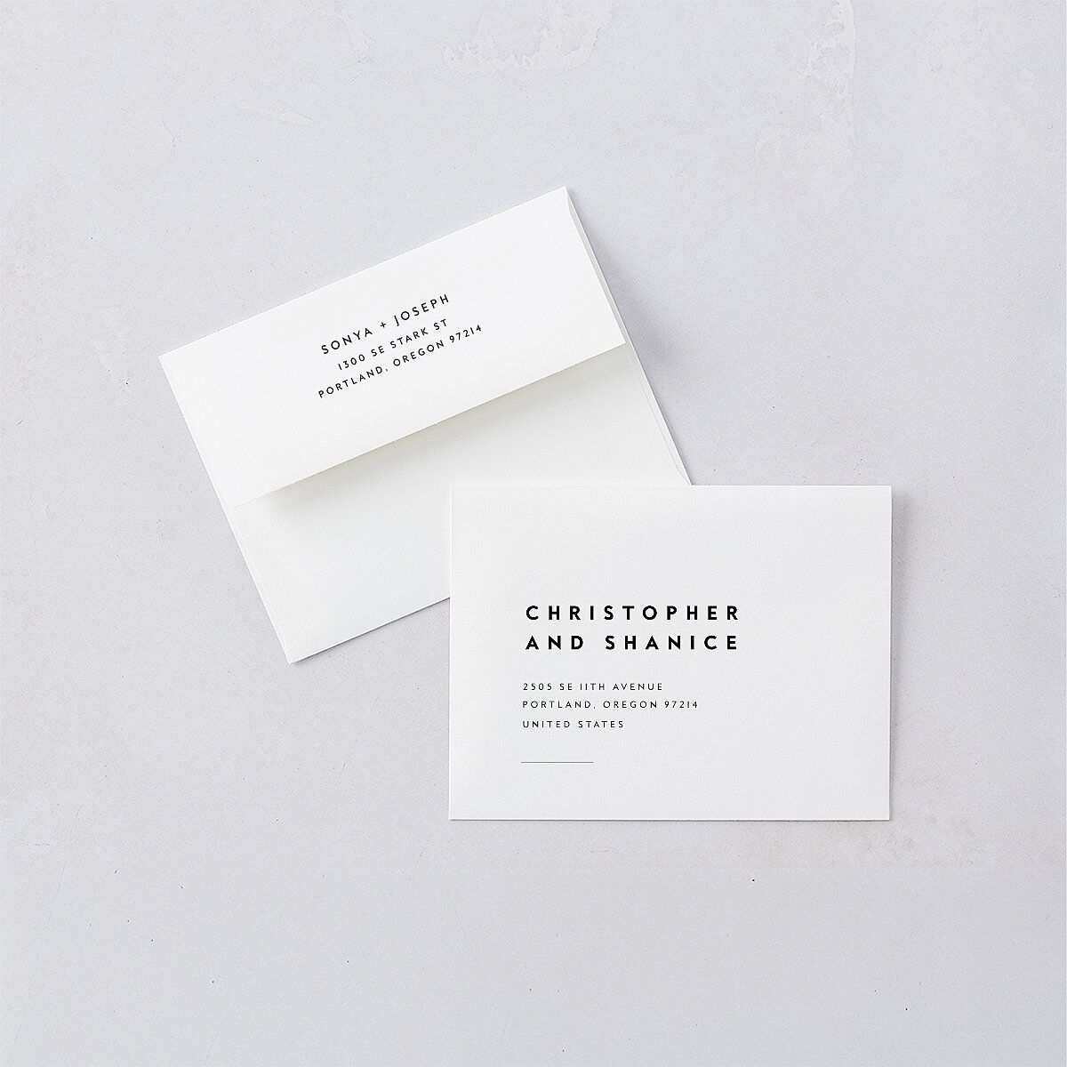 Simply Modern Thank You Card Envelopes White Pure White Both Recipient and Return Addresses Signature Standard