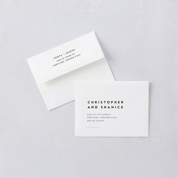 Simply Modern Thank You Card Envelopes White Pure White Both Recipient and Return Addresses Signature Standard