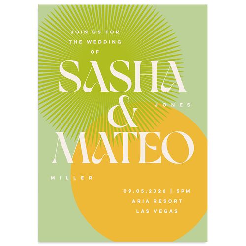 Retro Sunburst Wedding Invitations Peridot Signature Blank No Standard