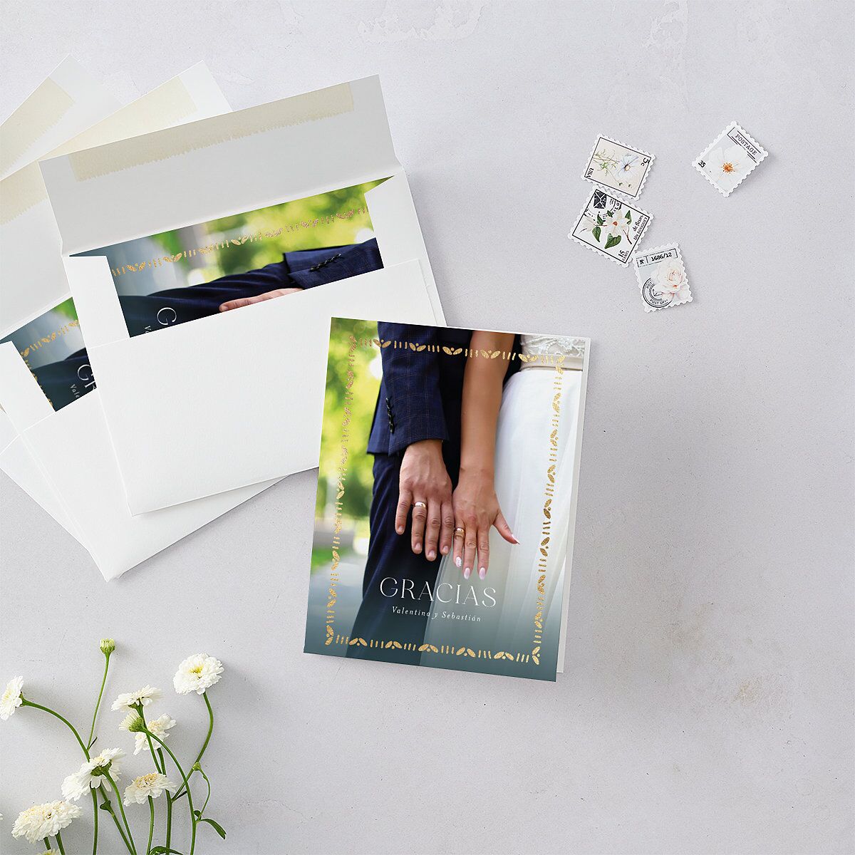 Hacienda Elegante Thank You Cards Gold Cinnamon