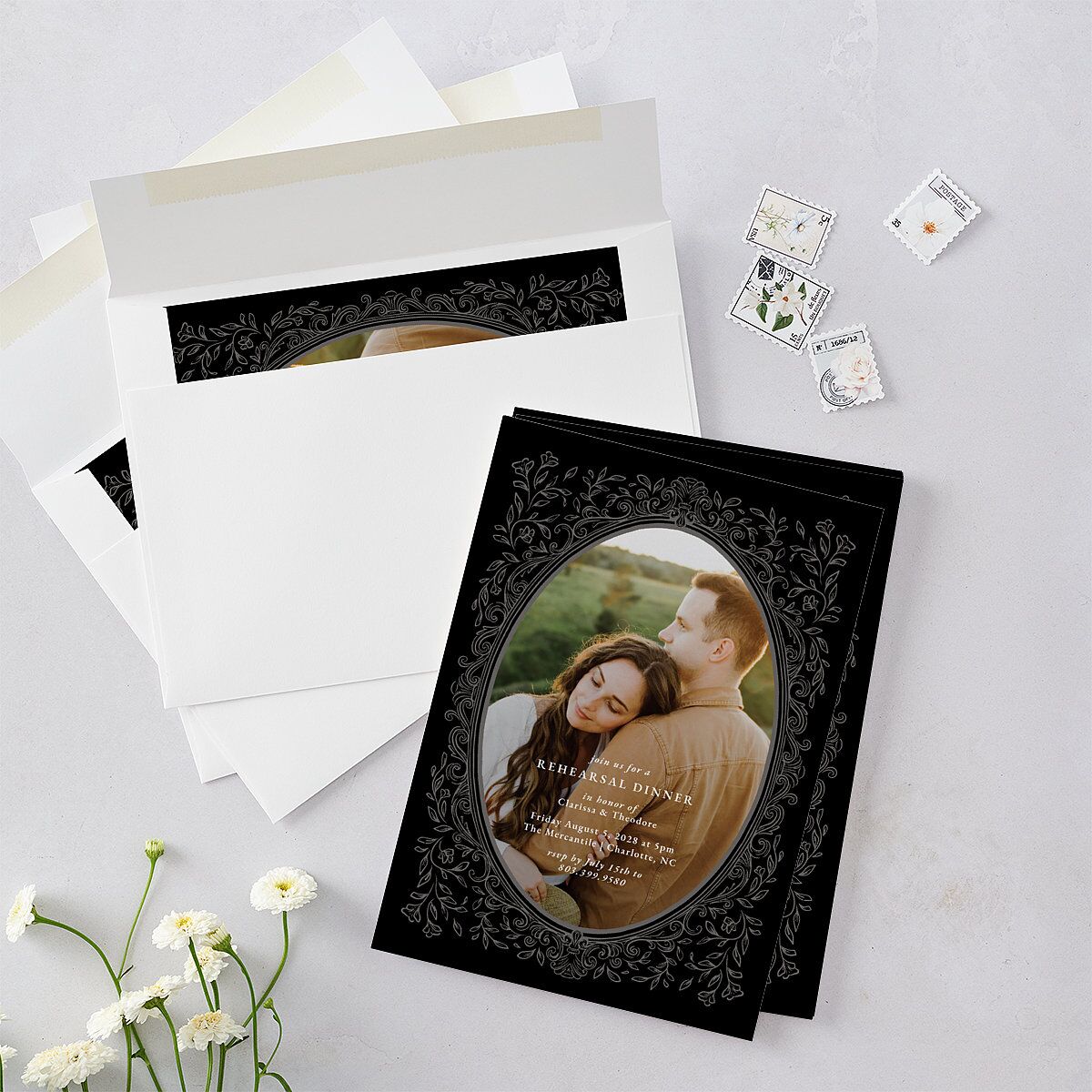 Regal Photo Foil Rehearsal Dinner Invitations Midnight Signature Blank Standard