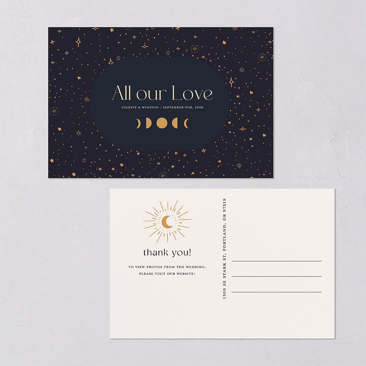 Celestial Galaxy Thank You Postcards Dark Navy