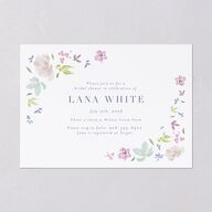 Floral Appliqué Bridal Shower Invitations Sheer Lilac Signature Blank