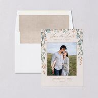 Rustic Vines Save The Date Cards Blush Signature smooth Blank No Standard