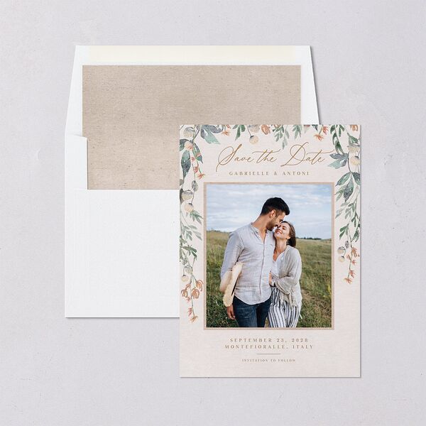 Rustic Vines Save The Date Cards Blush Signature smooth Blank No Standard