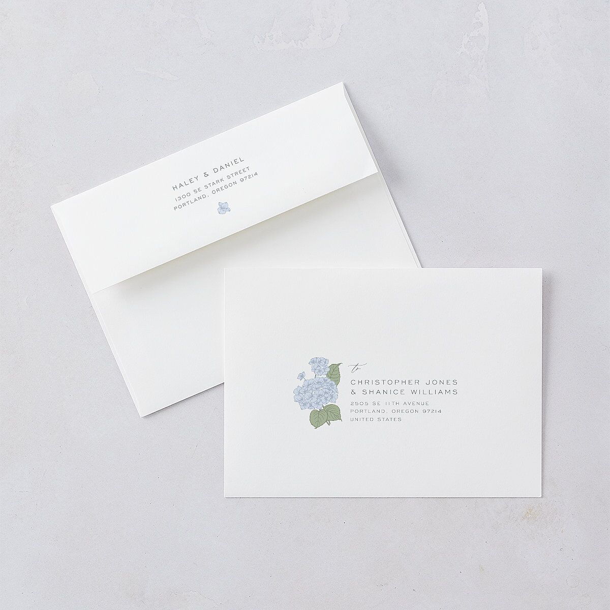 Vintage Hydrangea Frame Wedding Invitations Dusty Blue Signature Blank No Standard
