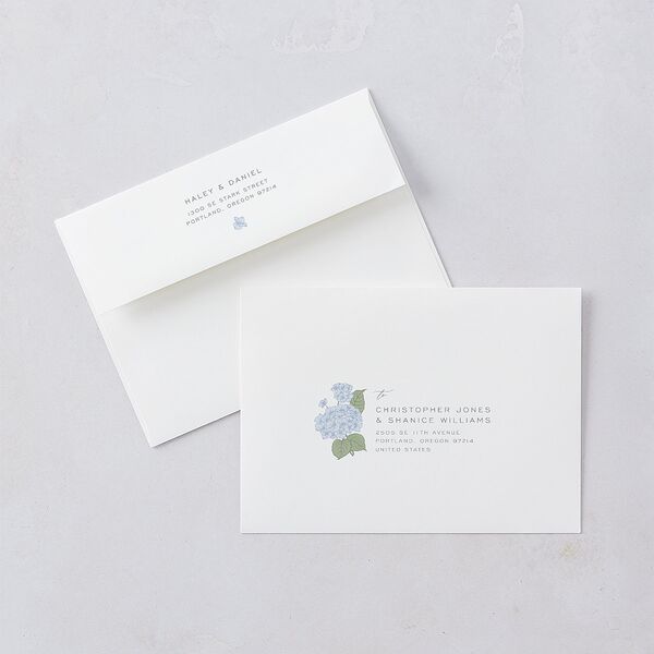 Vintage Hydrangea Frame Wedding Invitations Dusty Blue Signature Blank No Standard