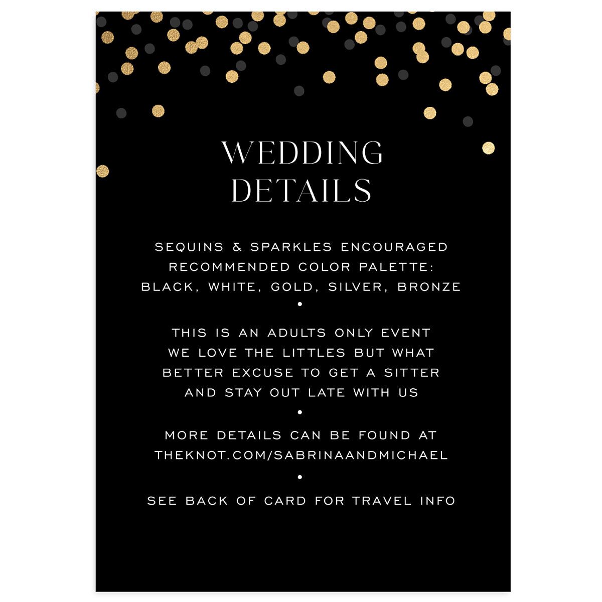 Confetti Glam Wedding Enclosure Cards