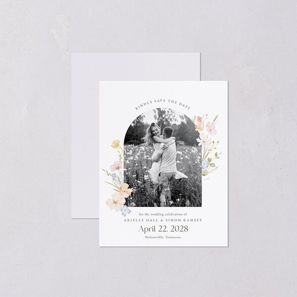 Wildflower Photo Save the Date Petite Cards Lilac Signature smooth Blank No Standard